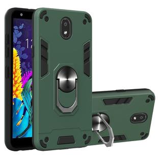 For LG K30 (2019) / X320 / Aristo 4 / Escape Plus 2 in 1 Armour Series PC + TPU Protective Case with Ring Holder(Dark Green)