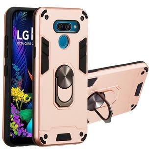 For LG K50 2 in 1 Armour Series PC + TPU Protective Case with Ring Holder(Rose Gold)