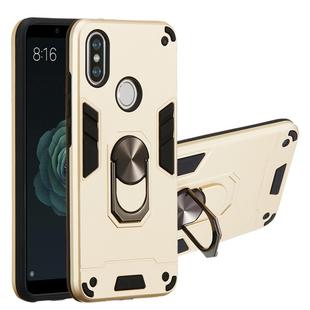 For Xiaomi Mi 6X / A2 2 in 1 Armour Series PC + TPU Protective Case with Ring Holder(Gold)