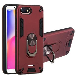 For Xiaomi Redmi 6A (Nonporous) 2 in 1 Armour Series PC + TPU Protective Case with Ring Holder(Wine Red)