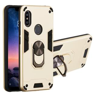 For Xiaomi Redmi Note 6 / Note 6 Pro 2 in 1 Armour Series PC + TPU Protective Case with Ring Holder(Gold)