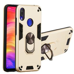 For Xiaomi Redmi Note 7 / Note 7 Pro / Note 7s 2 in 1 Armour Series PC + TPU Protective Case with Ring Holder(Gold)