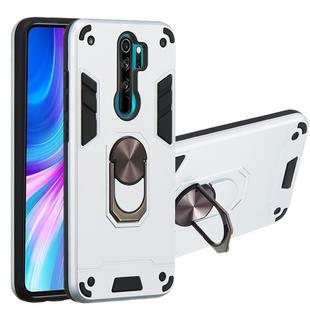 For Xiaomi Redmi Note 8 Pro 2 in 1 Armour Series PC + TPU Protective Case with Ring Holder(Silver)