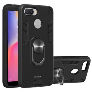 For Xiaomi Redmi 6 (Perforated) 2 in 1 Armour Series PC + TPU Protective Case with Ring Holder(Black)