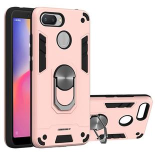 For Xiaomi Redmi 6 (Perforated) 2 in 1 Armour Series PC + TPU Protective Case with Ring Holder(Rose Gold)