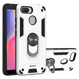 For Xiaomi Redmi 6 (Perforated) 2 in 1 Armour Series PC + TPU Protective Case with Ring Holder(Silver)