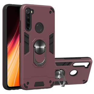 For Xiaomi Rdemi Note 8 2 in 1 Armour Series PC + TPU Protective Case with Ring Holder(Wine Red)