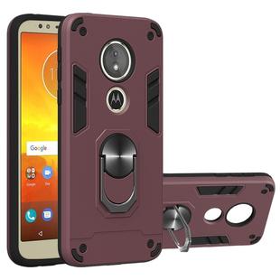 For Motorola Moto E5(EU Version) / G6 Play 2 in 1 Armour Series PC + TPU Protective Case with Ring Holder(Wine Red)