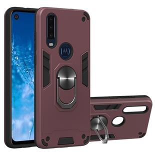 For Motorola Moto P40 Power 2 in 1 Armour Series PC + TPU Protective Case with Ring Holder(Wine Red)