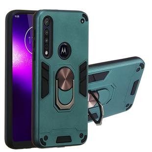 For Motorola One Macro / Moto G8 Play 2 in 1 Armour Series PC + TPU Protective Case with Ring Holder(Dark Green)