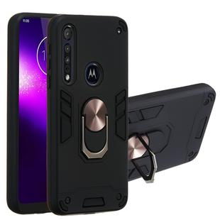 For Motorola One Macro / Moto G8 Play 2 in 1 Armour Series PC + TPU Protective Case with Ring Holder(Black)