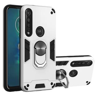 For Motorola Moto G8 Plus 2 in 1 Armour Series PC + TPU Protective Case with Ring Holder(Silver)