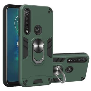 For Motorola Moto G8 Plus 2 in 1 Armour Series PC + TPU Protective Case with Ring Holder(Dark Green)