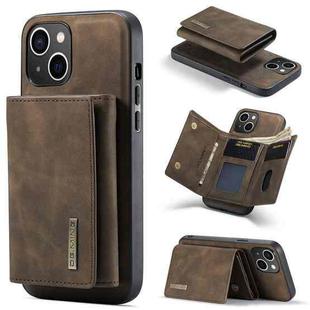 For iPhone 15 DG.MING M1 Series 3-Fold Multi Card Wallet Leather Phone Case(Coffee)