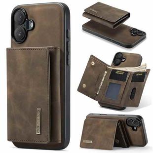 For iPhone 16 Plus DG.MING M1 Series 3-Fold Multi Card Wallet Leather Phone Case(Coffee)