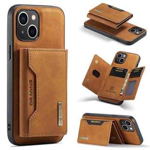 For iPhone 15 DG.MING M2 Series 3-Fold Card Bag Wallet Leather Phone Case(Brown)