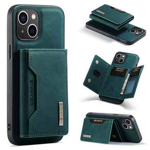 For iPhone 15 DG.MING M2 Series 3-Fold Card Bag Wallet Leather Phone Case(Green)