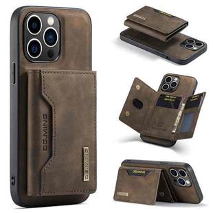 For iPhone 15 Pro Max DG.MING M2 Series 3-Fold Card Bag Wallet Leather Phone Case(Coffee)
