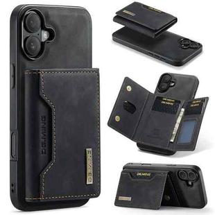 For iPhone 16 Plus DG.MING M2 Series 3-Fold Card Bag Wallet Leather Phone Case(Black)