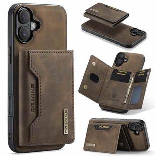 For iPhone 16 Plus DG.MING M2 Series 3-Fold Card Bag Wallet Leather Phone Case(Coffee)