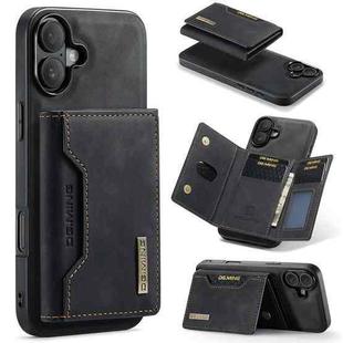 For iPhone 16 DG.MING M2 Series 3-Fold Card Bag Wallet Leather Phone Case(Black)