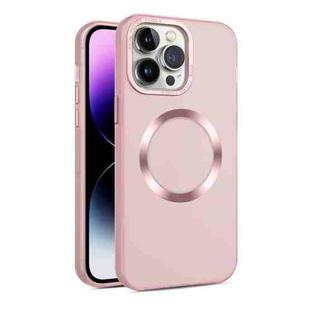 For iPhone 15 Pro Max CD Texture MagSafe Frosted Translucent Phone Case(Pink)