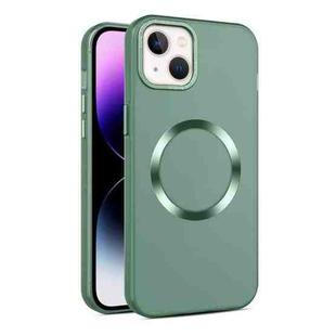 For iPhone 15 Plus CD Texture MagSafe Frosted Translucent Phone Case(Green)