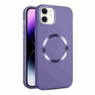 For iPhone 12 / 12 Pro CD Texture MagSafe Frosted Translucent Phone Case(Dark Purple)