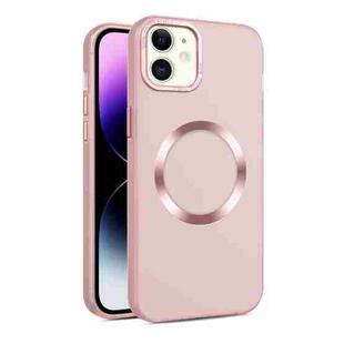 For iPhone 12 / 12 Pro CD Texture MagSafe Frosted Translucent Phone Case(Pink)