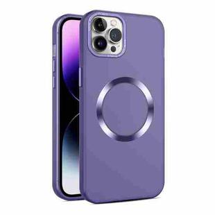 For iPhone 12 Pro Max CD Texture MagSafe Frosted Translucent Phone Case(Dark Purple)