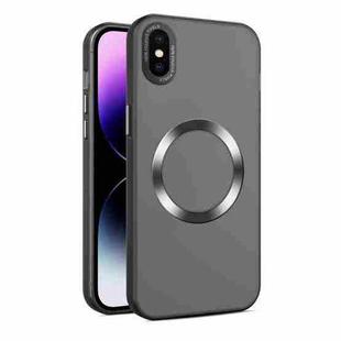 For iPhone XS / X CD Texture MagSafe Frosted Translucent Phone Case(Black)