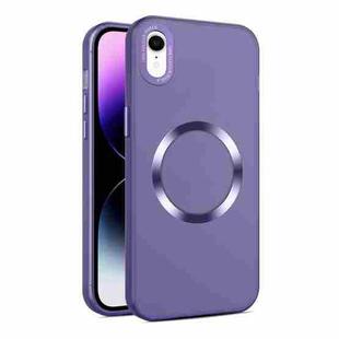 For iPhone XR CD Texture MagSafe Frosted Translucent Phone Case(Dark Purple)