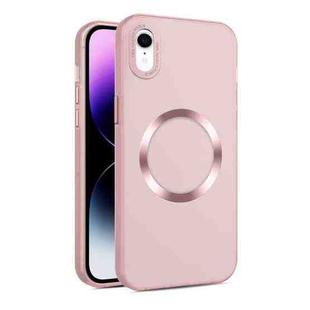 For iPhone XR CD Texture MagSafe Frosted Translucent Phone Case(Pink)