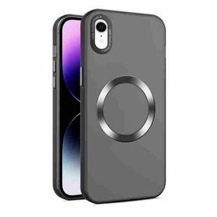 For iPhone XR CD Texture MagSafe Frosted Translucent Phone Case(Black)