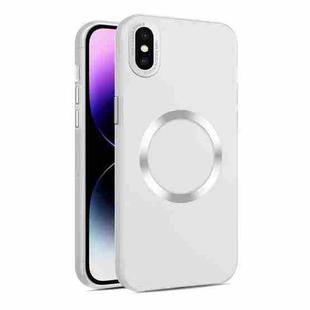 For iPhone XS Max CD Texture MagSafe Frosted Translucent Phone Case(White)