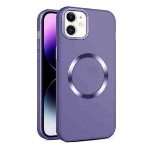 For iPhone 11 CD Texture MagSafe Frosted Translucent Phone Case(Dark Purple)