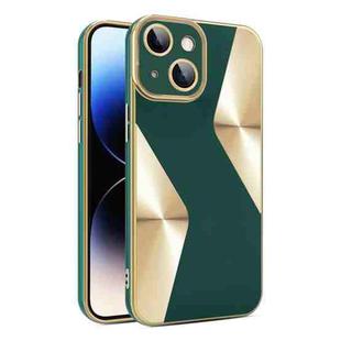 For iPhone 14 Plus S-shaped CD Pattern Electroplated TPU Phone Case with Lens Film(Green)