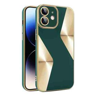 For iPhone 12 S-shaped CD Pattern Electroplated TPU Phone Case with Lens Film(Green)