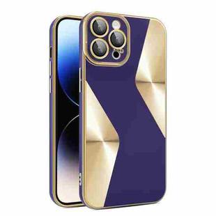 For iPhone 12 Pro Max S-shaped CD Pattern Electroplated TPU Phone Case with Lens Film(Dark Purple)