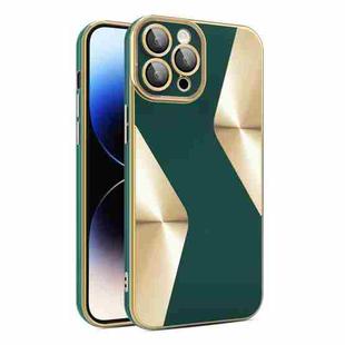 For iPhone 11 Pro Max S-shaped CD Pattern Electroplated TPU Phone Case with Lens Film(Green)