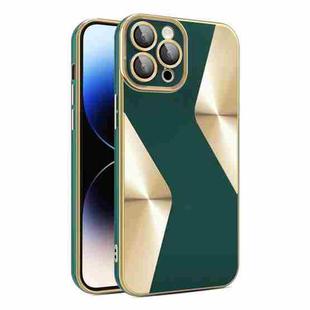 For iPhone 11 Pro S-shaped CD Pattern Electroplated TPU Phone Case with Lens Film(Green)