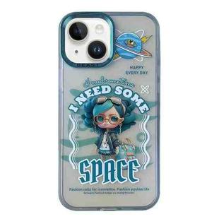 For iPhone 14 Aurora Series Painted Pattern Phone Case(Glasses Girl)