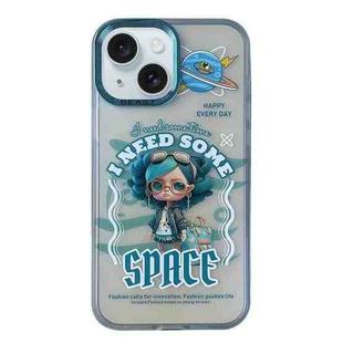 For iPhone 15 Aurora Series Painted Pattern Phone Case(Glasses Girl)