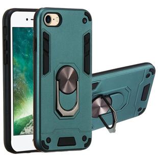 For iPhone SE 2022 / SE 2020 / 8 / 7 2 in 1 Armour Series PC + TPU Protective Case with Ring Holder(Dark Green)