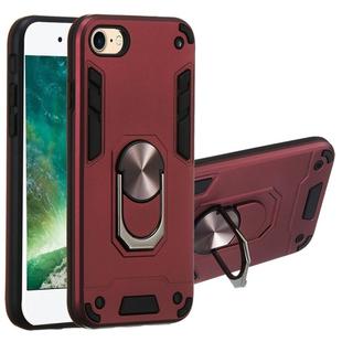 For iPhone SE 2022 / SE 2020 / 8 / 7 2 in 1 Armour Series PC + TPU Protective Case with Ring Holder(Wnie Red)