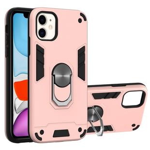 For iPhone 11 2 in 1 Armour Series PC + TPU Protective Case with Ring Holder(Rose Gold)