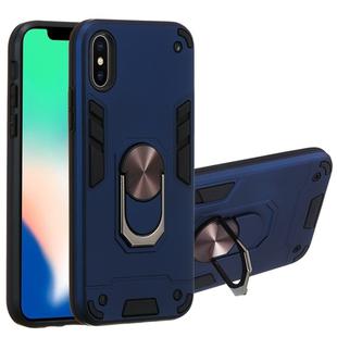 For iPhone X / XS 2 in 1 Armour Series PC + TPU Protective Case with Ring Holder(Royal Blue)