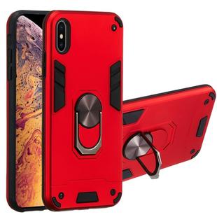 For iPhone XS Max 2 in 1 Armour Series PC + TPU Protective Case with Ring Holder(Red)