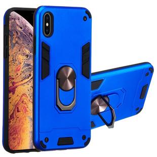 For iPhone XS Max 2 in 1 Armour Series PC + TPU Protective Case with Ring Holder(Dark Blue)