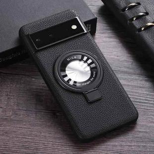 For Google Pixel 6 Litchi Texture MagSafe Magnetic Ring Phone Case(Black)